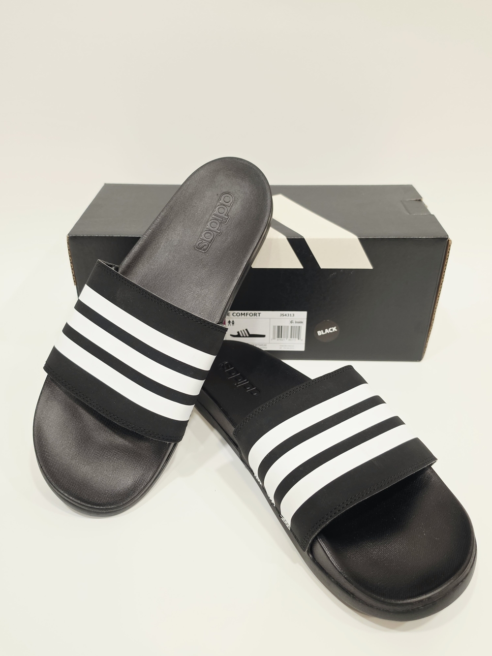 Adidas Adilette Comfort Black and White Slide Sandals US Mens 6/Womens 7